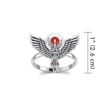 Mythical Phoenix Silver Ring with Enamel TRI2280 - Jewelry